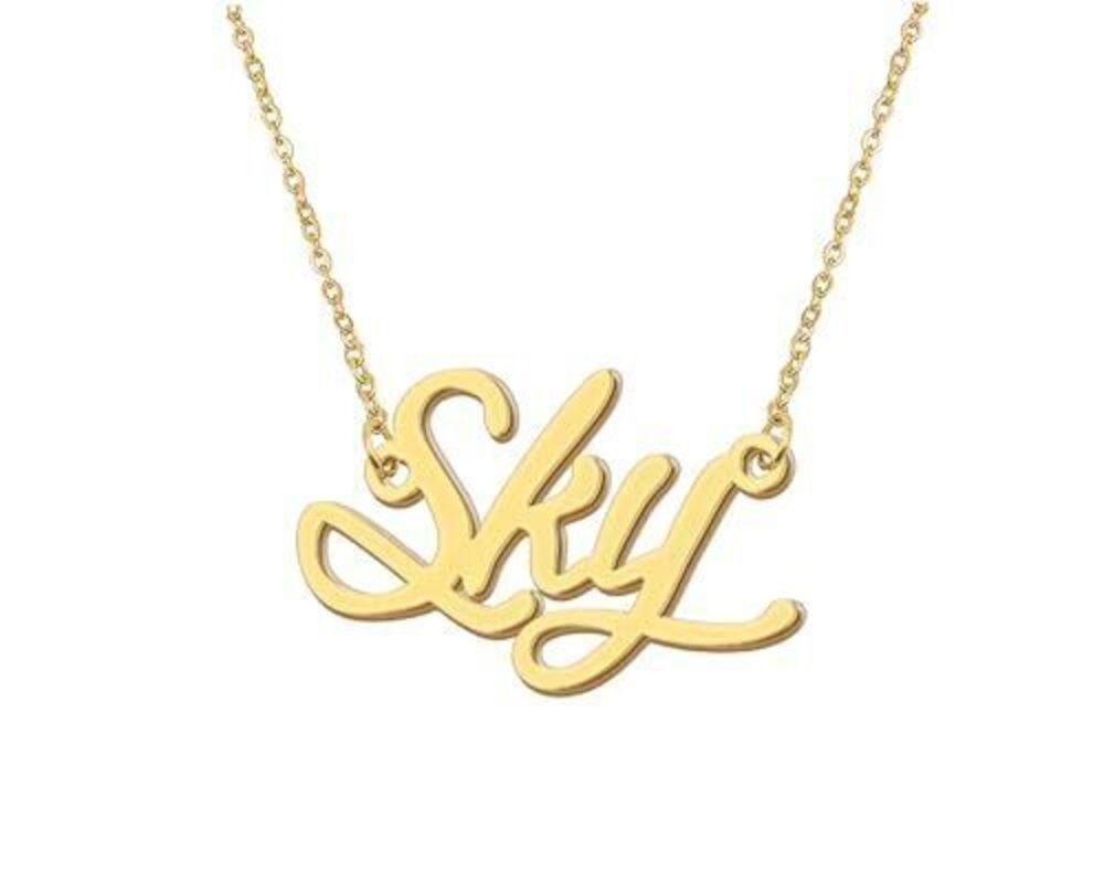 3997 Sky Dainty Name Necklace 18k Gold Plated Stainless Steel Nameplate